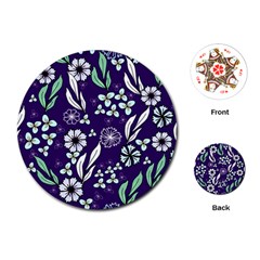 Floral Blue Pattern  Playing Cards Single Design (round) by MintanArt