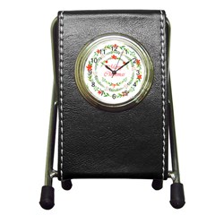 Merry Christmas Pen Holder Desk Clock by designsbymallika