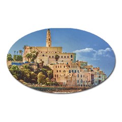 Old Jaffa Cityscape, Israel Oval Magnet by dflcprintsclothing