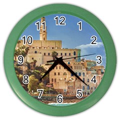 Old Jaffa Cityscape, Israel Color Wall Clock by dflcprintsclothing