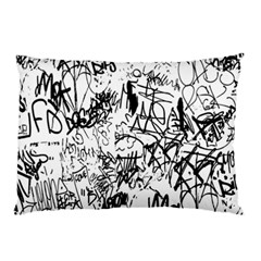Black And White Graffiti Abstract Collage Pillow Case by dflcprintsclothing