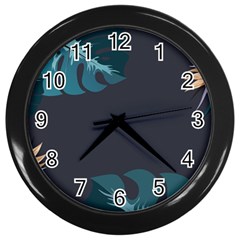 Flower Illustrations Leaves Wall Clock (black) by HermanTelo
