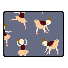 Cute  Pattern With  Dancing Ballerinas On The Blue Background Fleece Blanket (small) by EvgeniiaBychkova