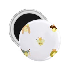 Cute Delicate Seamless Pattern With Little Princesses In Scandinavian Style With Texture Of Natural 2 25  Magnets by EvgeniiaBychkova
