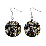Christian Window Glass Art Print Mini Button Earrings Front