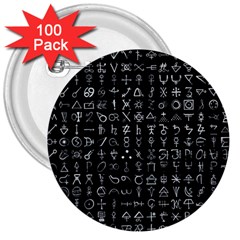 Alchemical Symbols - Collected Inverted 3  Buttons (100 Pack)  by WetdryvacsLair