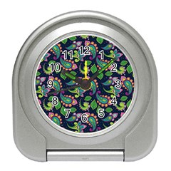 Paisley Green Print Travel Alarm Clock by designsbymallika