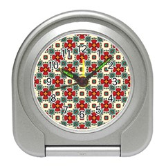 Seamless Red Pattern Travel Alarm Clock by designsbymallika