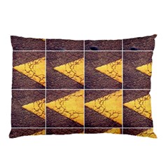 Yellow, Traffic, Cone, Arrow, Cracks, Asphalt  Pillow Case (two Sides) by ScottFreeArt