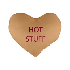 Hot Stuff - Orange Love Valentine s Day Candy Heart Pillow- Love Valentine s Patterned Back Standard 16  Premium Heart Shape Cushions by pishposhpillows
