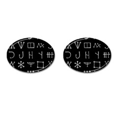 Heinrich Cornelius Agrippa Of Occult Philosophy 1651 Malachim Alphabet Collected Inverted Square Cufflinks (oval) by WetdryvacsLair