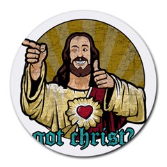Buddy Christ Round Mousepads by Valentinaart