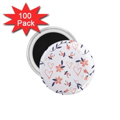Flowers And Hearts 1 75  Magnets (100 Pack)  by Sobalvarro