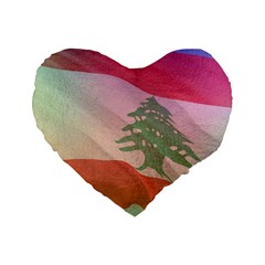 Lebanon Standard 16  Premium Flano Heart Shape Cushions by AwesomeFlags