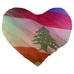 Lebanon Large 19  Premium Flano Heart Shape Cushions by AwesomeFlags