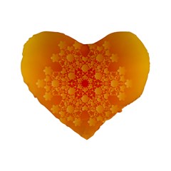 Fractal Yellow Orange Standard 16  Premium Flano Heart Shape Cushions by Dutashop
