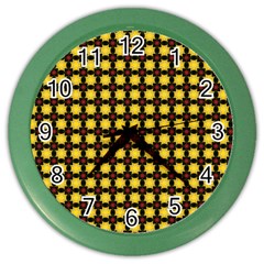 Yellow Pattern Green Color Wall Clock by Dutashop