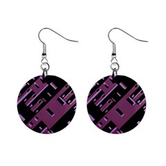 Dark Geometric Shapes Print Pattern Mini Button Earrings by dflcprintsclothing