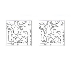 Cats Line Art  Cufflinks (square) by Sobalvarro