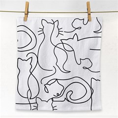 Cats Line Art  Face Towel by Sobalvarro