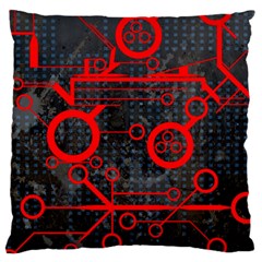 Tech - Red Large Cushion Case (one Side) by ExtraAwesomeSauce
