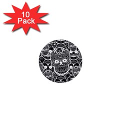 Sugar Skulls Bw 1  Mini Buttons (10 Pack)  by ExtraAwesomeSauce