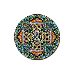 Sugar Skulls Pattern Rubber Round Coaster (4 Pack)  by ExtraAwesomeSauce