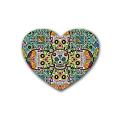 Sugar Skulls Pattern Heart Coaster (4 Pack)  by ExtraAwesomeSauce