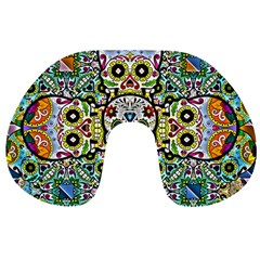 Sugar Skulls Pattern Travel Neck Pillow by ExtraAwesomeSauce