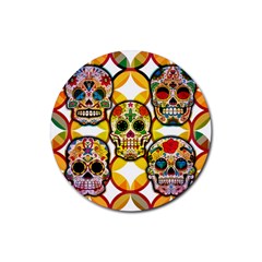 Sugar Skulls Rubber Round Coaster (4 Pack)  by ExtraAwesomeSauce