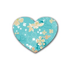 Floral Pattern Rubber Coaster (heart)  by ExtraAwesomeSauce