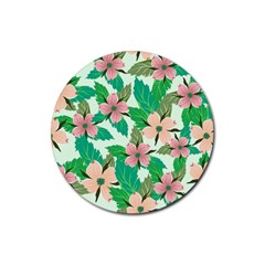 Floral Pattern Rubber Round Coaster (4 Pack)  by ExtraAwesomeSauce