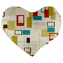 Retro Pattern Vintage Large 19  Premium Flano Heart Shape Cushions by ExtraAwesomeSauce