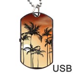 Sunset Palm Trees Beach Summer Dog Tag USB Flash (Two Sides) Front