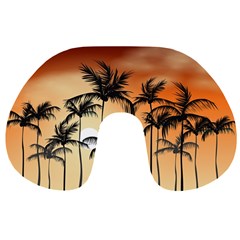 Sunset Palm Trees Beach Summer Travel Neck Pillow by ExtraAwesomeSauce