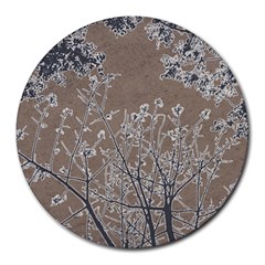 Linear Textured Botanical Motif Design Round Mousepads by dflcprintsclothing