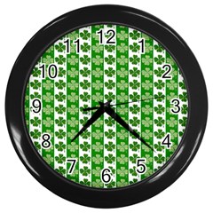 Clover Leaf Shamrock St Patricks Day Wall Clock (black) by Dutashop