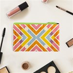 Line Pattern Cross Print Repeat Cosmetic Bag (XS) Back