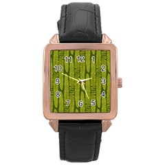 Fern Texture Nature Leaves Rose Gold Leather Watch  by Dutashop