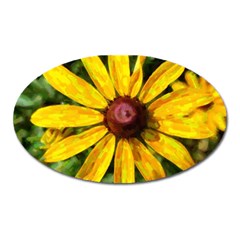 Sunflower Painting Oval Magnet by ExtraAwesomeSauce