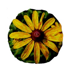 Sunflower Painting Standard 15  Premium Round Cushions by ExtraAwesomeSauce