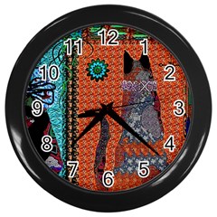 Cats Wall Clock (black) by LW41021