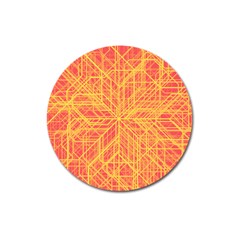 Orange/yellow Line Pattern Magnet 3  (round) by LyleHatchDesign