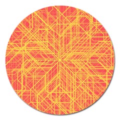 Orange/yellow Line Pattern Magnet 5  (round) by LyleHatchDesign