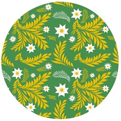 Folk Flowers Art Pattern Floral Abstract Surface Design  Seamless Pattern Wooden Bottle Opener (round) by Eskimos