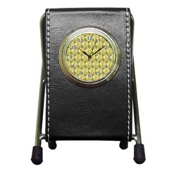 Green Pastel Pattern Pen Holder Desk Clock by designsbymallika