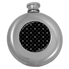 Black And White Funny Monster Print Pattern Round Hip Flask (5 Oz) by dflcprintsclothing