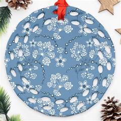 Folk Flowers Art Pattern  Ornament (round Filigree) by Eskimos
