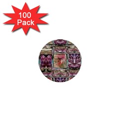 Collage Repeats  1  Mini Buttons (100 Pack)  by kaleidomarblingart