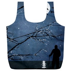Full Moon Landscape Scene Illustration Full Print Recycle Bag (xxxl) by dflcprintsclothing